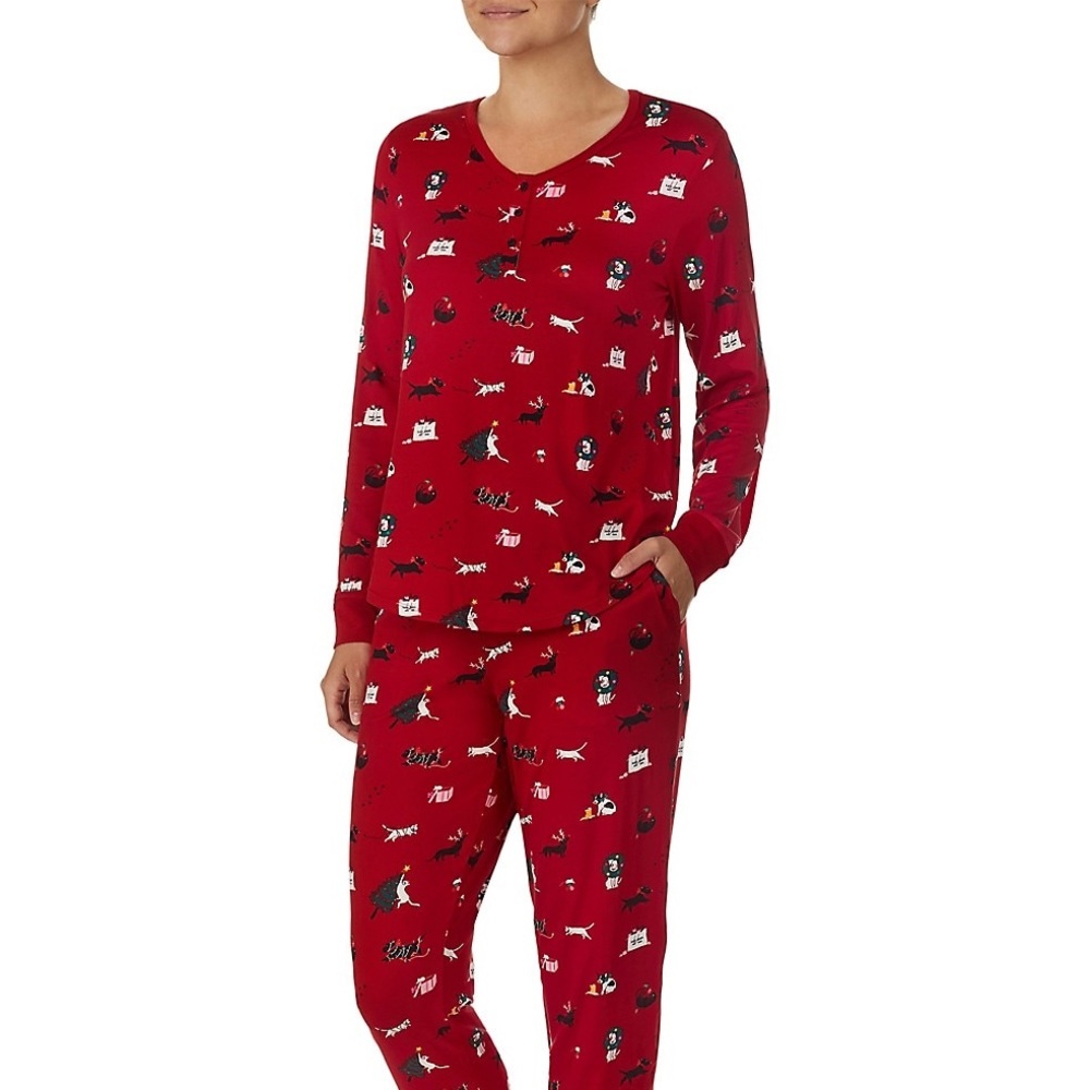 Kate Spade New York 2-piece printed Henley top and joggers set